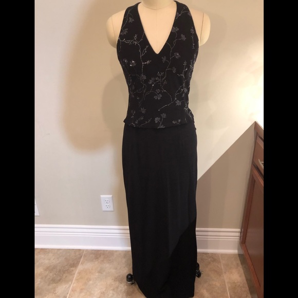 black halter gown
